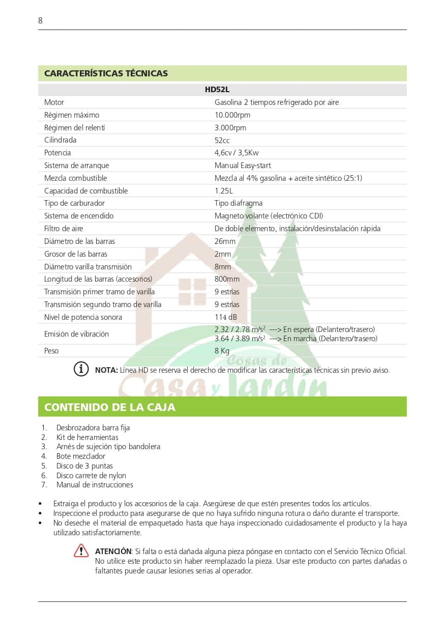 Pag. 8 - Instrucciones desbrozadora LHD52L